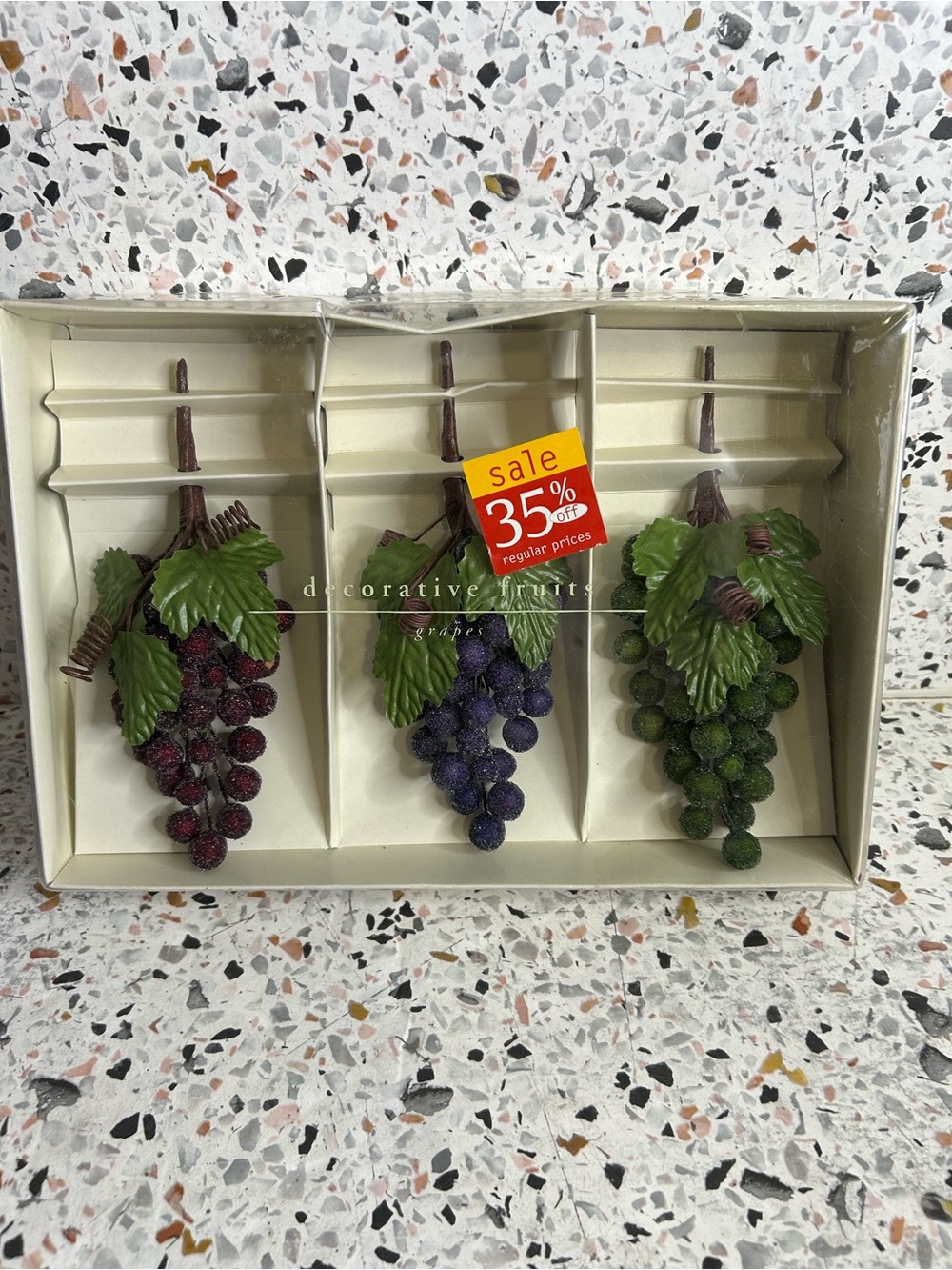 Pier 1 Import Decorative Faux Grapes Set of 3 Purple Beaded Bunch for Home Decor